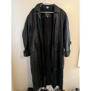 Leather 9000 XL Black Genuine Leather Long Trench Coat Mens